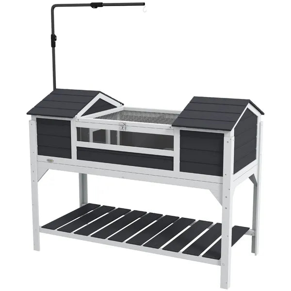 Tortoise Enclosure Tortoise House with Adjustable Lamp Holder Storage Shelf, Dual Main Houses, Openable Lid, Gray - product image 1