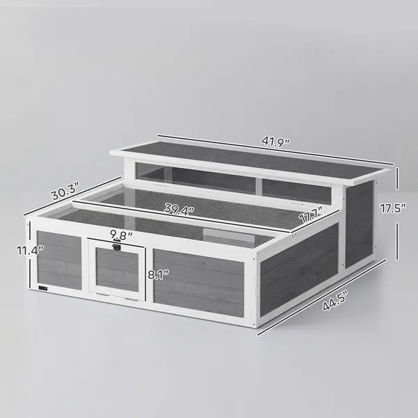 PawHut Tortoise Habitat Openable Top Wooden Tortoise Enclosure Run Area and Clear Window Dark Gray - product image 3