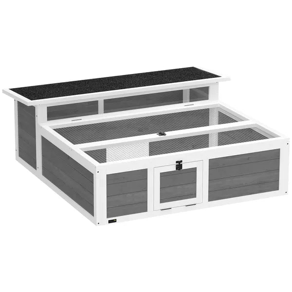 PawHut Tortoise Habitat Openable Top Wooden Tortoise Enclosure Run Area and Clear Window Dark Gray - product image 11