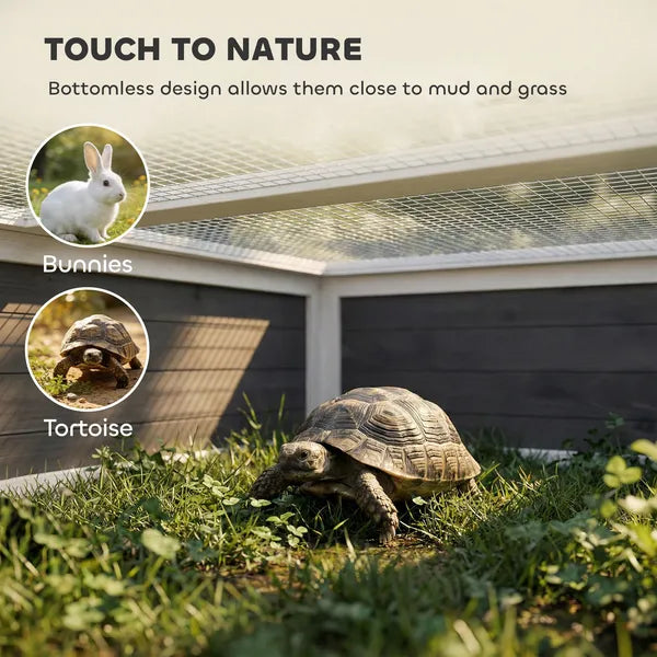 PawHut Tortoise Habitat Openable Top Wooden Tortoise Enclosure Run Area and Clear Window Dark Gray - product image 5
