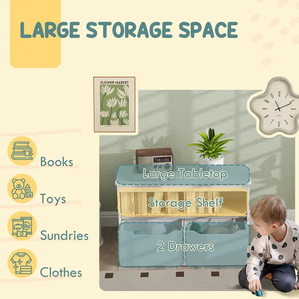 Toy Storage Organizer with 2 Drawers, Toy Shelf, Large Top, for Bedroom, Nursery, Living Room, White - product image 3