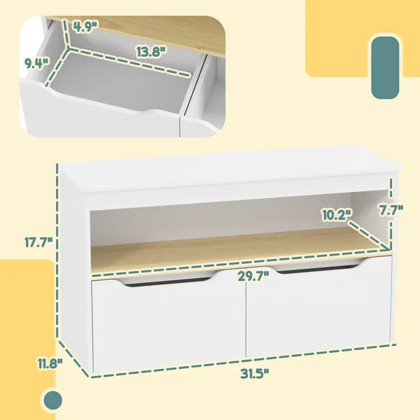 Toy Storage Organizer with 2 Drawers, Toy Shelf, Large Top, for Bedroom, Nursery, Living Room, White - product image 2