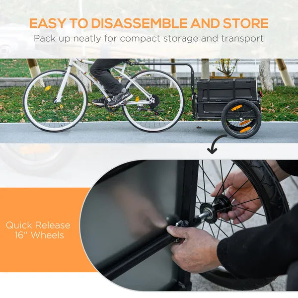 Trailer for Bike, Bicycle Cargo Trailer with Removable Storage Box, Galvanized Bottom - product image 7
