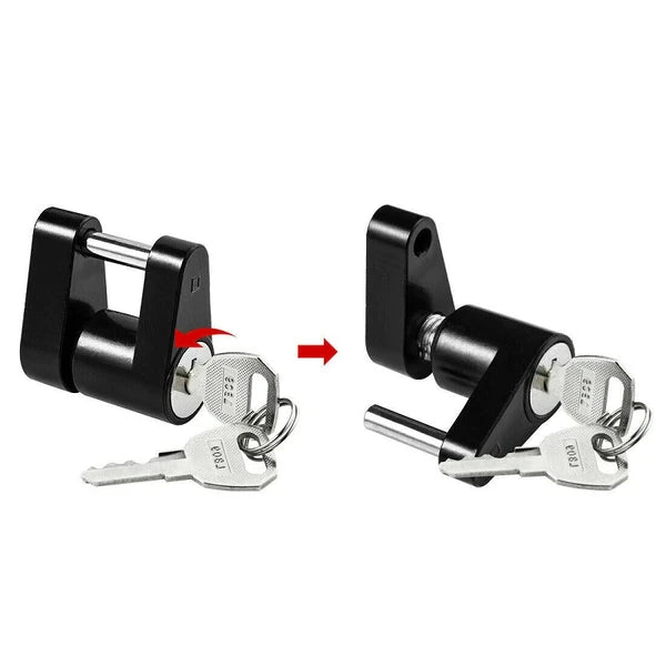 Trailer Hitch Coupler Lock 1/4 Inch Diameter 3/4 Inch Span with 2 Keys - product view 3