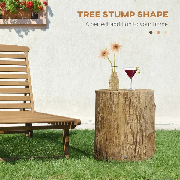 HOMCOM Tree Stump Stool Side Table Round Tabletop Wood Grain Finish Indoor Outdoor Natural - product image 4