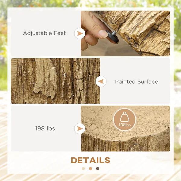 HOMCOM Tree Stump Stool Side Table Round Tabletop Wood Grain Finish Indoor Outdoor Natural - product image 6