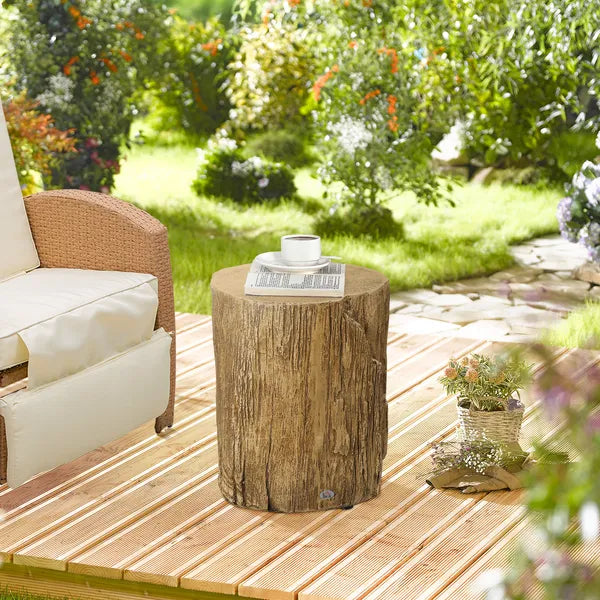 HOMCOM Tree Stump Stool Side Table Round Tabletop Wood Grain Finish Indoor Outdoor Natural - product image 2