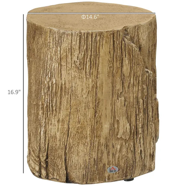 HOMCOM Tree Stump Stool Side Table Round Tabletop Wood Grain Finish Indoor Outdoor Natural - product image 3