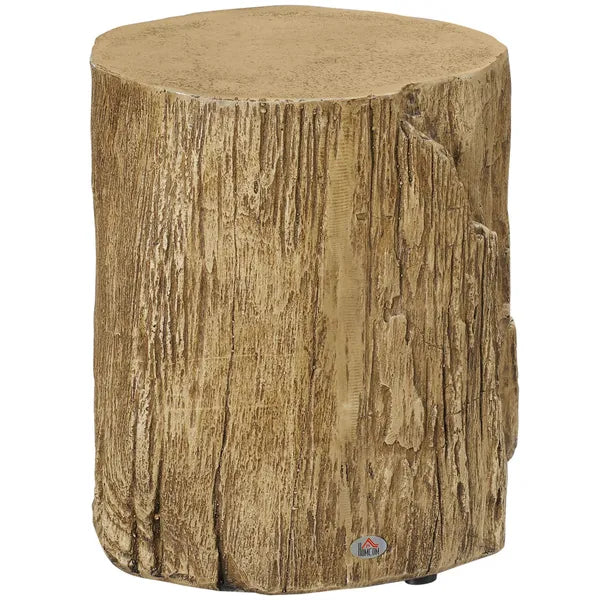 HOMCOM Tree Stump Stool Side Table Round Tabletop Wood Grain Finish Indoor Outdoor Natural - product image 1