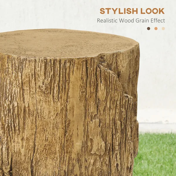 HOMCOM Tree Stump Stool Side Table Round Tabletop Wood Grain Finish Indoor Outdoor Natural - product image 5