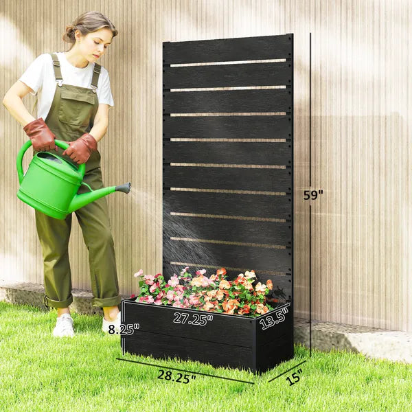 Outsunny Trellis Planter for Climbing Plants, Raised Garden Bed with Trellis, Planter Box for Outdoor, 28.25 Inch x 15 Inch x 59 Inch, Black - product image 3