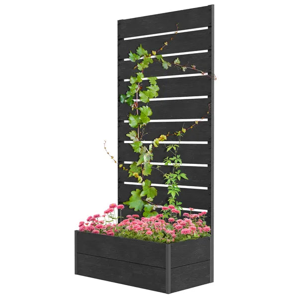 Outsunny Trellis Planter for Climbing Plants, Raised Garden Bed with Trellis, Planter Box for Outdoor, 28.25 Inch x 15 Inch x 59 Inch, Black - product image 1