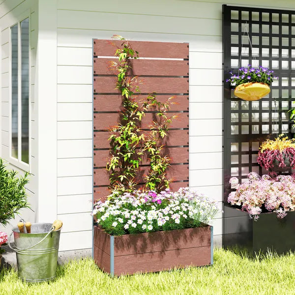 Outsunny Trellis Planter for Climbing Plants, Raised Garden Bed with Trellis, Planter Box for Outdoor, 28.25 Inch x 15 Inch x 59 Inch, Brown - product image 8