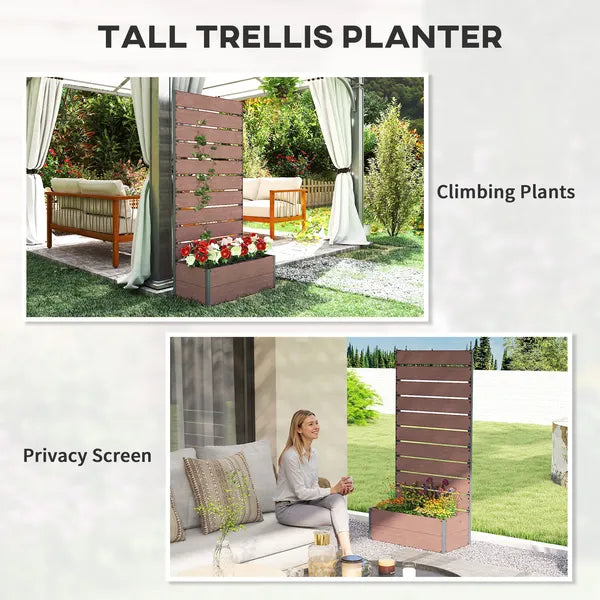 Outsunny Trellis Planter for Climbing Plants, Raised Garden Bed with Trellis, Planter Box for Outdoor, 28.25 Inch x 15 Inch x 59 Inch, Brown - product image 6