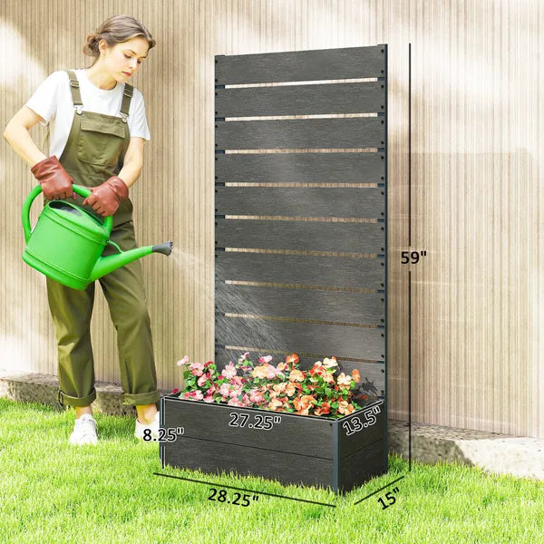 Outsunny Trellis Planter for Climbing Plants, Raised Garden Bed with Trellis, Planter Box for Outdoor, 28.25 Inch x 15 Inch x 59 Inch, Gray - product image 3