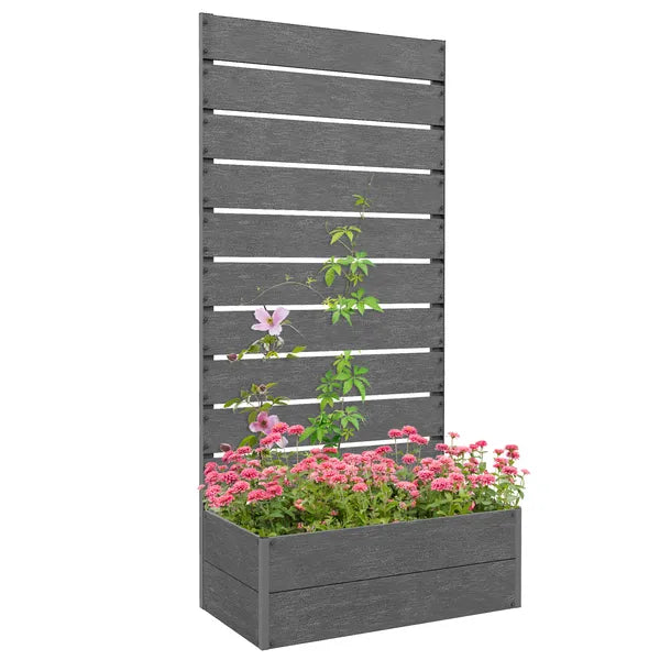 Outsunny Trellis Planter for Climbing Plants, Raised Garden Bed with Trellis, Planter Box for Outdoor, 28.25 Inch x 15 Inch x 59 Inch, Gray - product image 11