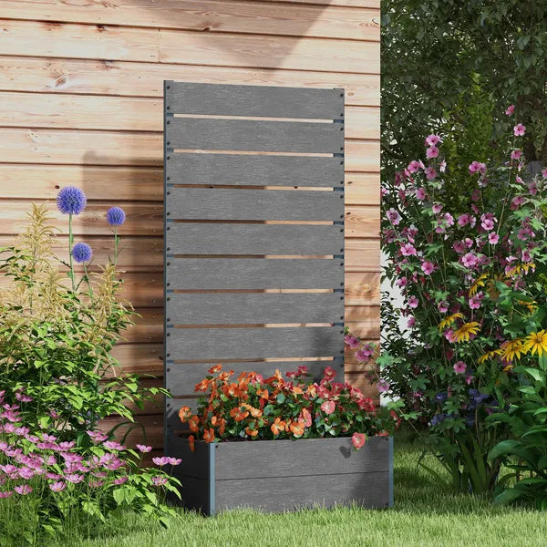 Outsunny Trellis Planter for Climbing Plants, Raised Garden Bed with Trellis, Planter Box for Outdoor, 28.25 Inch x 15 Inch x 59 Inch, Gray - product image 2