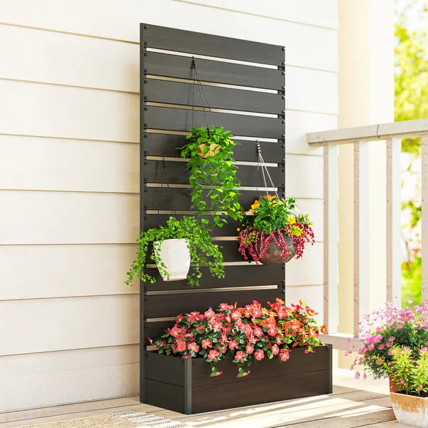 Outsunny Trellis Planter for Climbing Plants, Raised Garden Bed with Trellis, Planter Box for Outdoor Garden, Black - product image 9