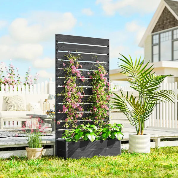 Outsunny Trellis Planter for Climbing Plants, Raised Garden Bed with Trellis, Planter Box for Outdoor Garden, Black - product image 2