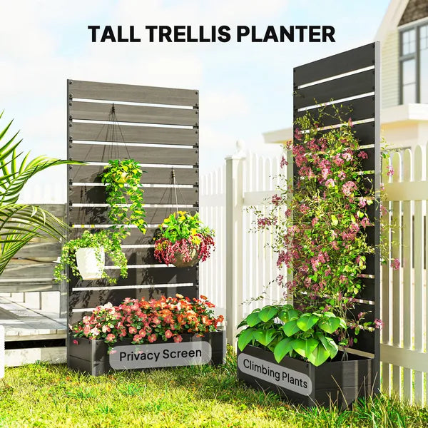 Outsunny Trellis Planter for Climbing Plants, Raised Garden Bed with Trellis, Planter Box for Outdoor Garden, Black - product image 6