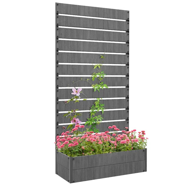 Outsunny Trellis Planter for Climbing Plants, Raised Garden Bed with Trellis, Planter Box for Outdoor Garden, Dark Gray - product image 11