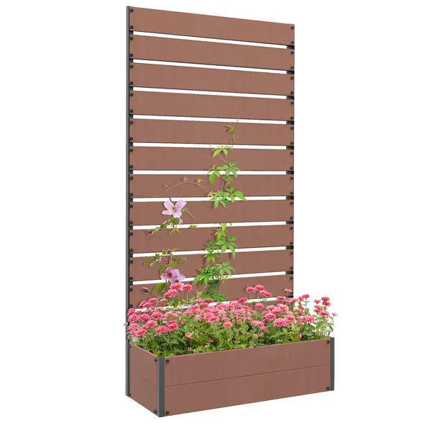 Outsunny Trellis Planter for Climbing Plants, Raised Garden Bed with Trellis, Planter Box for Outdoor, Garden, Light Brown - product image 11