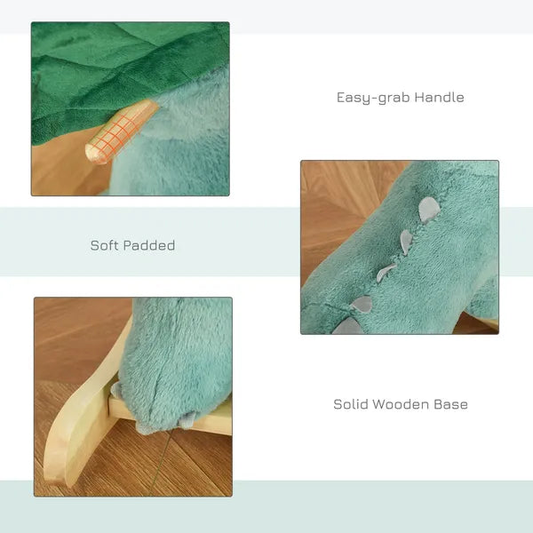 Triceratops Rocking Horse Plush Toy for Toddlers 3-6 Years Green Realistic Sounds Ride-On - product image 7