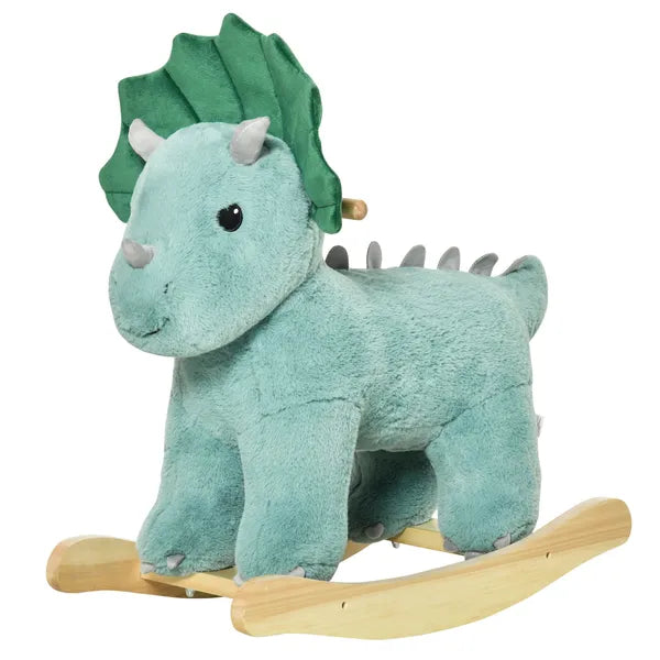 Triceratops Rocking Horse Plush Toy for Toddlers 3-6 Years Green Realistic Sounds Ride-On - product image 11