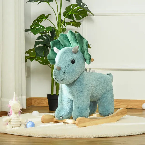 Triceratops Rocking Horse Plush Toy for Toddlers 3-6 Years Green Realistic Sounds Ride-On - product image 10