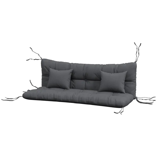 Outsunny Tufted Bench Cushions and Throw Pillows, Outdoor Replacement Bench Seat Pad, Back Cushion and 2 Pillows, Charcoal Gray - product image 1