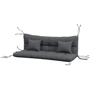 Outsunny Tufted Bench Cushions and Throw Pillows, Outdoor Replacement Bench Seat Pad, Back Cushion and 2 Pillows, Charcoal Gray - product image 1
