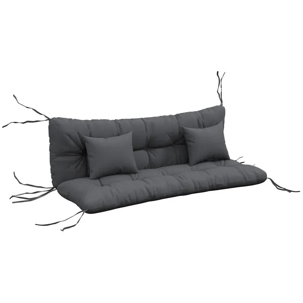 Outsunny Tufted Bench Cushions and Throw Pillows, Outdoor Replacement Bench Seat Pad, Back Cushion and 2 Pillows, Charcoal Gray - product image 11