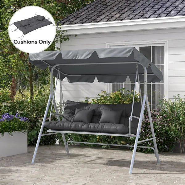 Outsunny Tufted Bench Cushions and Throw Pillows, Outdoor Replacement Bench Seat Pad, Back Cushion and 2 Pillows, Charcoal Gray - product image 2