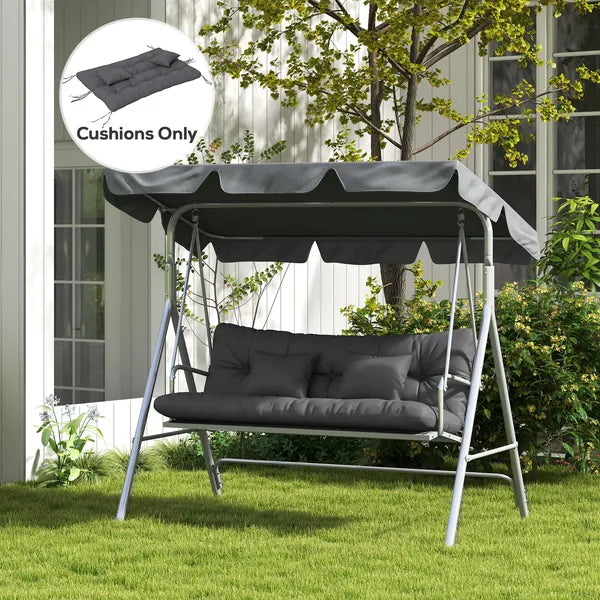 Outsunny Tufted Bench Cushions and Throw Pillows, Outdoor Replacement Bench Seat Pad, Back Cushion and 2 Pillows, Charcoal Gray - product image 10