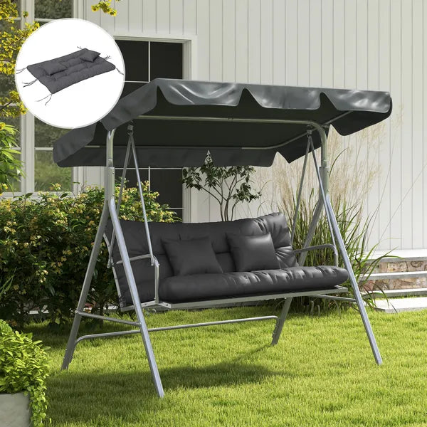 Outsunny Tufted Bench Cushions and Throw Pillows, Outdoor Replacement Bench Seat Pad, Back Cushion and 2 Pillows, Charcoal Gray - product image 7
