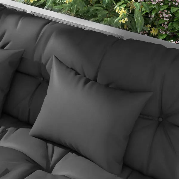 Outsunny Tufted Bench Cushions and Throw Pillows, Outdoor Replacement Bench Seat Pad, Back Cushion and 2 Pillows, Charcoal Gray - product image 8