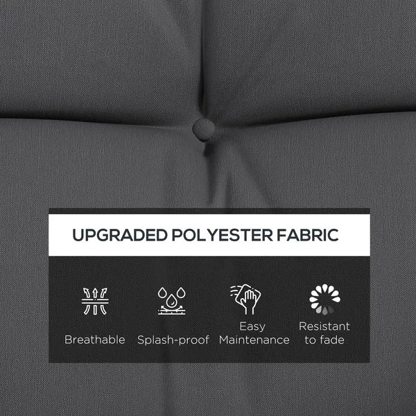 Outsunny Tufted Bench Cushions and Throw Pillows, Outdoor Replacement Bench Seat Pad, Back Cushion and 2 Pillows, Charcoal Gray - product image 4