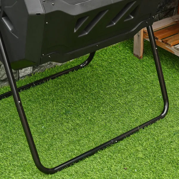 Tumbling Compost Bin Outdoor 360 Degree Dual Chamber Rotating Composter 43 Gallon, Black - product image 9