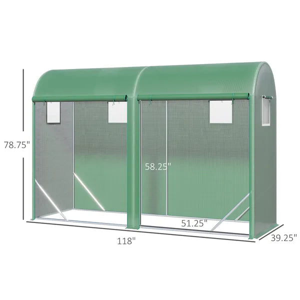 Tunnel Greenhouse 10x3x7 ft Green Walk-In Hot House with Roll-Up Windows Zippered Door Steel Frame PE Cover - product image 3