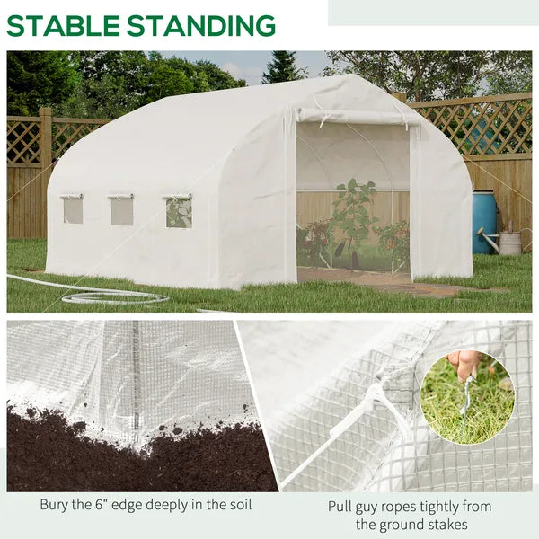 Tunnel Greenhouse 11.5' with Steel Hoops Mesh Door and Windows - product image 7