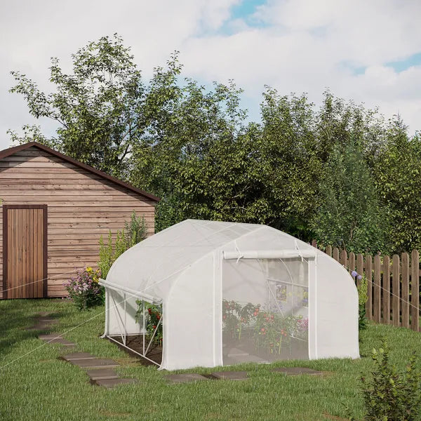 Tunnel Greenhouse 11.5' with Steel Hoops Mesh Door and Windows - product image 10