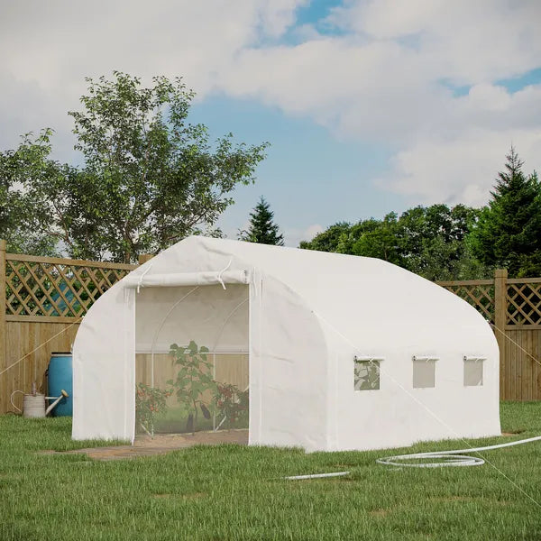 Tunnel Greenhouse 11.5' with Steel Hoops Mesh Door and Windows - product image 2