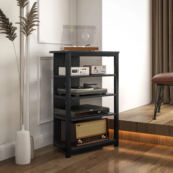 HOMCOM TV Stand, Entertainment Center with Storage Shelves and Steel Frame for Living Room, Black - product image 10