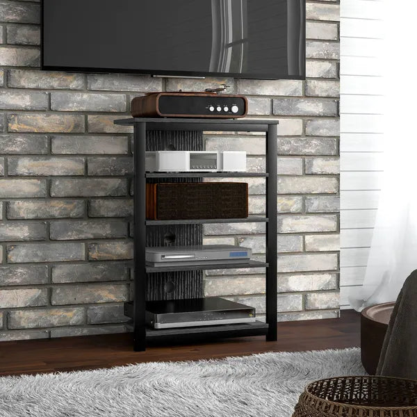 HOMCOM TV Stand, Entertainment Center with Storage Shelves and Steel Frame for Living Room, Black - product image 2