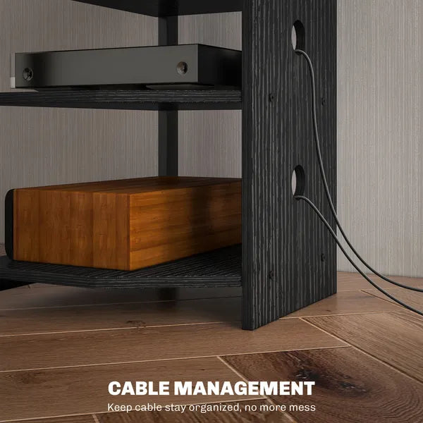 HOMCOM TV Stand, Entertainment Center with Storage Shelves and Steel Frame for Living Room, Black - product image 6