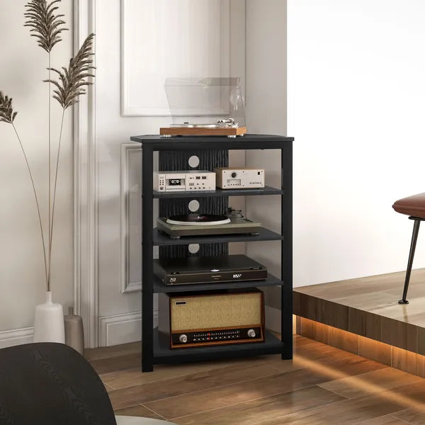 HOMCOM TV Stand, Entertainment Center with Storage Shelves and Steel Frame for Living Room, Black - product image 8