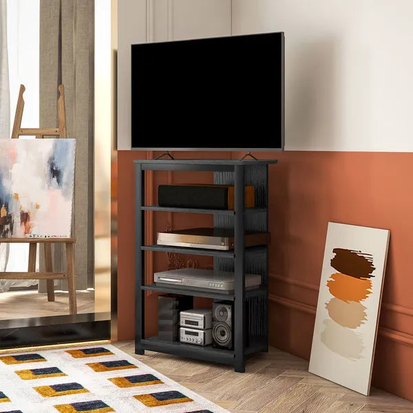HOMCOM TV Stand, Entertainment Center with Storage Shelves and Steel Frame for Living Room, Black - product image 7