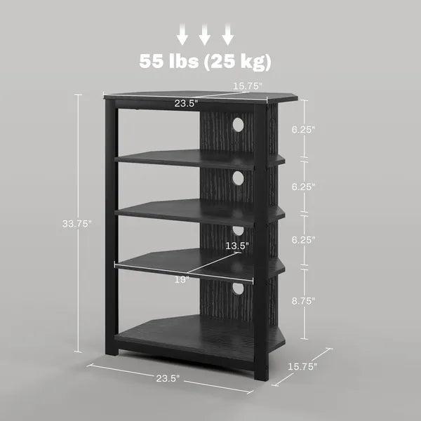 HOMCOM TV Stand, Entertainment Center with Storage Shelves and Steel Frame for Living Room, Black - product image 3