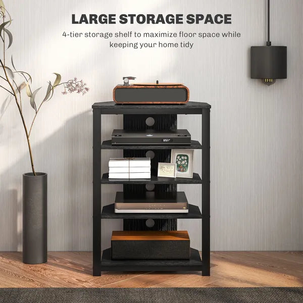 HOMCOM TV Stand, Entertainment Center with Storage Shelves and Steel Frame for Living Room, Black - product image 5