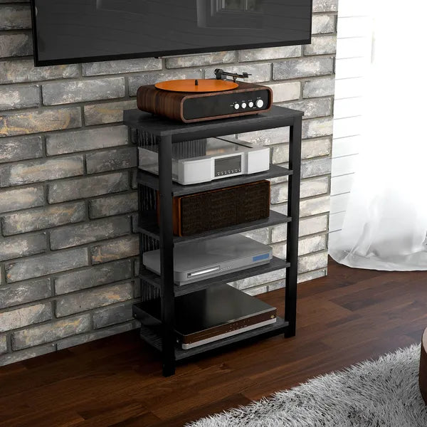 HOMCOM TV Stand, Entertainment Center with Storage Shelves and Steel Frame for Living Room, Black - product image 9